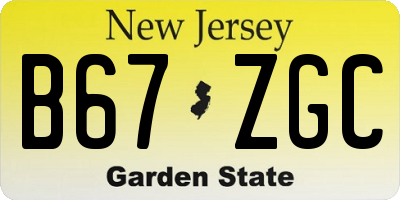 NJ license plate B67ZGC