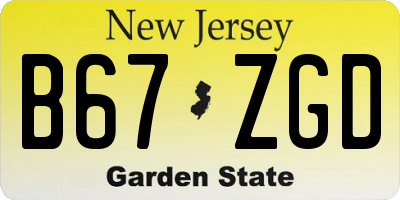 NJ license plate B67ZGD