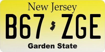 NJ license plate B67ZGE