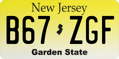 NJ license plate B67ZGF