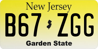 NJ license plate B67ZGG