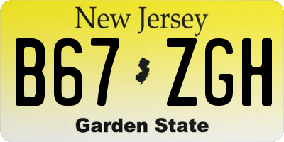 NJ license plate B67ZGH