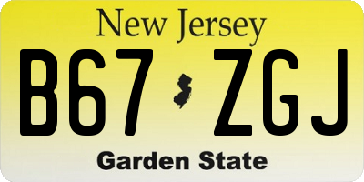 NJ license plate B67ZGJ