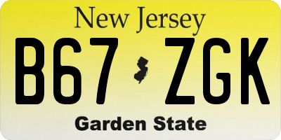 NJ license plate B67ZGK
