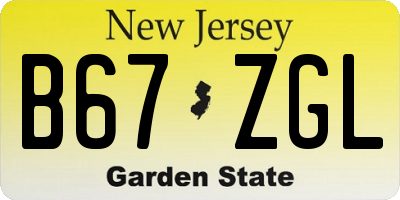 NJ license plate B67ZGL