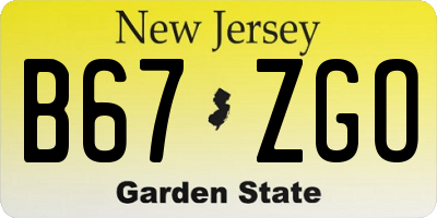 NJ license plate B67ZGO