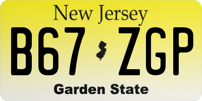 NJ license plate B67ZGP