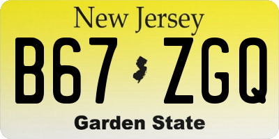 NJ license plate B67ZGQ