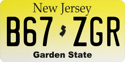 NJ license plate B67ZGR
