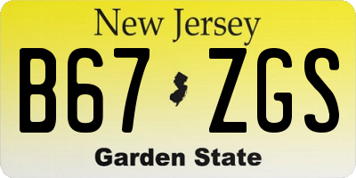 NJ license plate B67ZGS