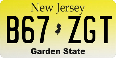 NJ license plate B67ZGT