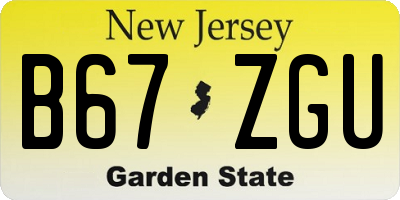 NJ license plate B67ZGU