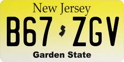 NJ license plate B67ZGV