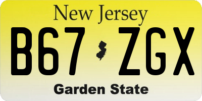NJ license plate B67ZGX