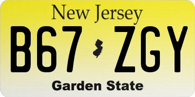 NJ license plate B67ZGY