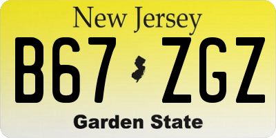 NJ license plate B67ZGZ