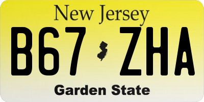 NJ license plate B67ZHA