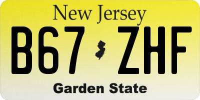 NJ license plate B67ZHF