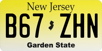 NJ license plate B67ZHN