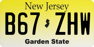 NJ license plate B67ZHW