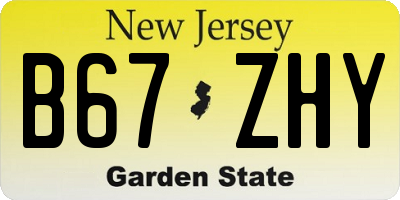 NJ license plate B67ZHY