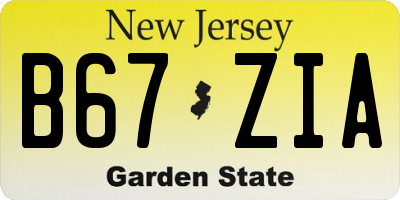 NJ license plate B67ZIA