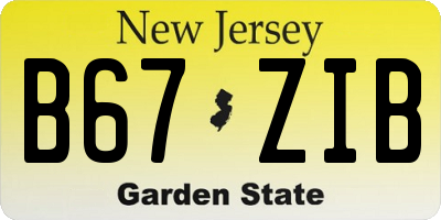 NJ license plate B67ZIB