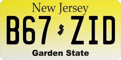 NJ license plate B67ZID