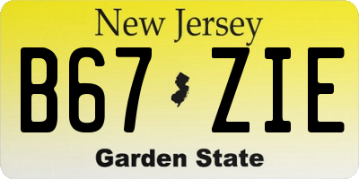 NJ license plate B67ZIE