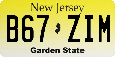 NJ license plate B67ZIM