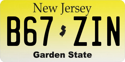 NJ license plate B67ZIN