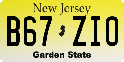 NJ license plate B67ZIO