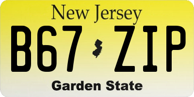 NJ license plate B67ZIP