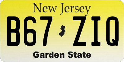 NJ license plate B67ZIQ