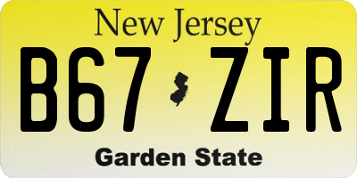 NJ license plate B67ZIR