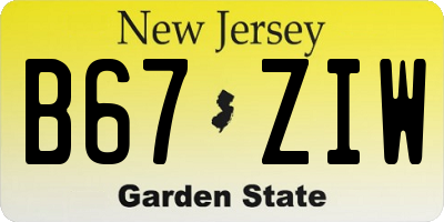 NJ license plate B67ZIW
