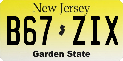 NJ license plate B67ZIX