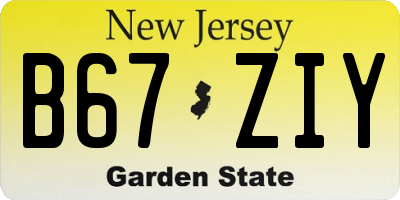 NJ license plate B67ZIY