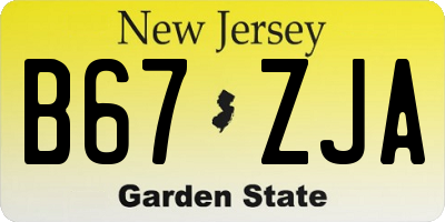 NJ license plate B67ZJA