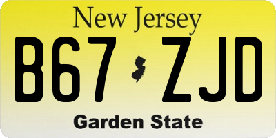NJ license plate B67ZJD