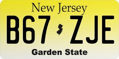NJ license plate B67ZJE