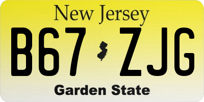 NJ license plate B67ZJG