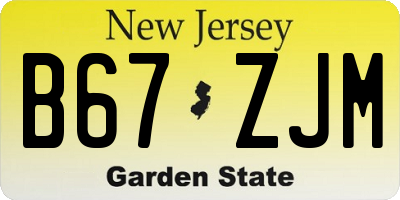 NJ license plate B67ZJM