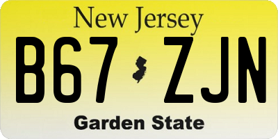 NJ license plate B67ZJN