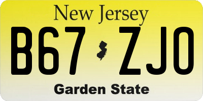 NJ license plate B67ZJO