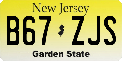 NJ license plate B67ZJS