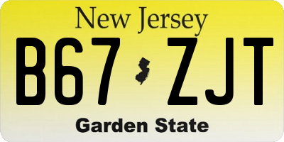 NJ license plate B67ZJT