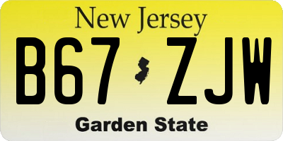 NJ license plate B67ZJW
