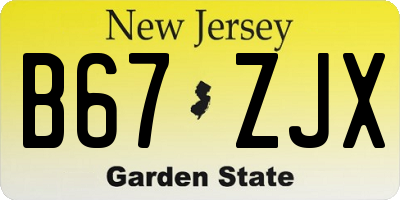 NJ license plate B67ZJX