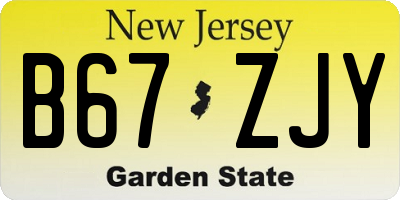 NJ license plate B67ZJY